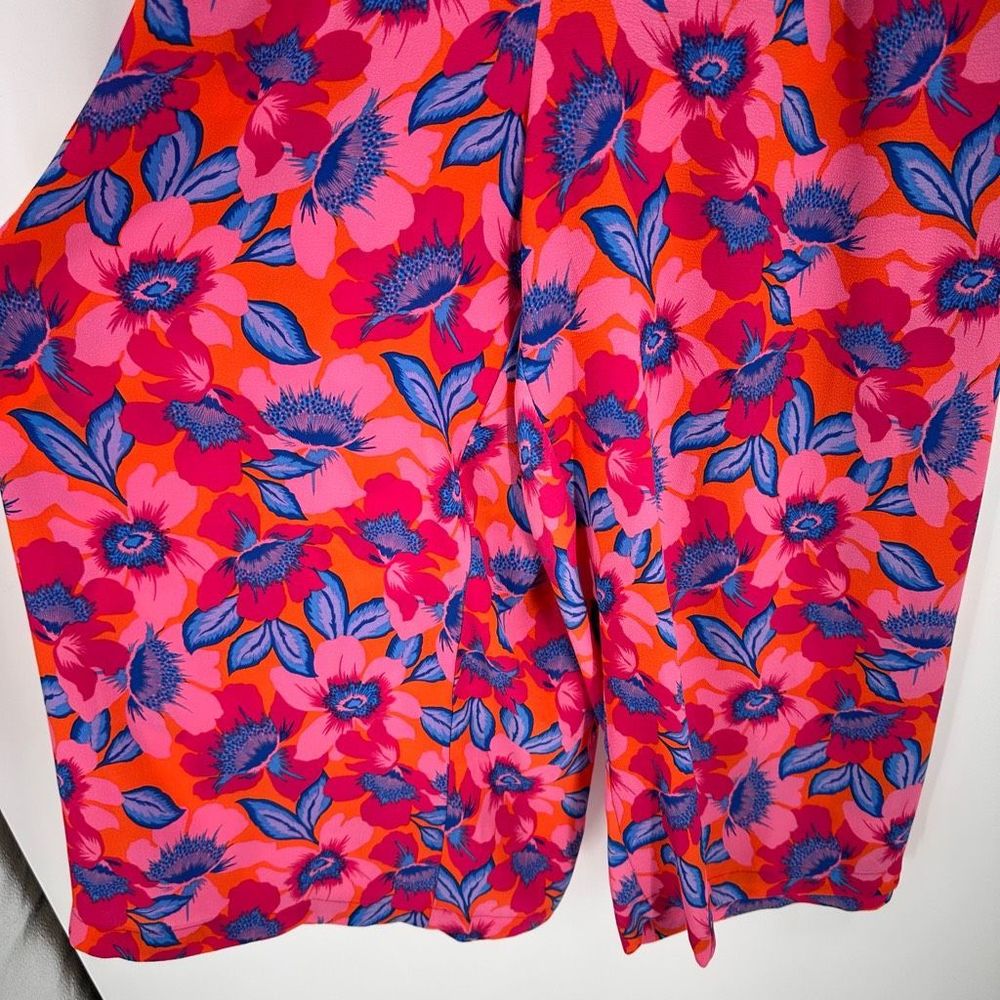 NWT Rose + Olive Women's Floral High Waist Crop Wide Leg Pants Blue Pink Size 3X - Picture 5 of 14